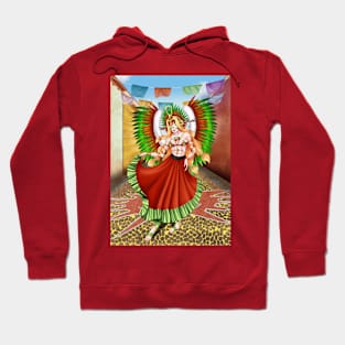 Christmas Quetzalcoatl Skirt Tecnica Mask Background Hoodie